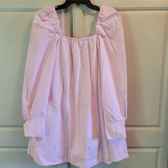 H&M Baby Pink Long Puff Sleeve Cotton Mini Dress - Picture 3 of 8